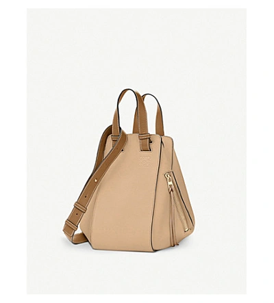 Shop Loewe Hammock Small Leather Shoulder Bag In Sand/mink Colour