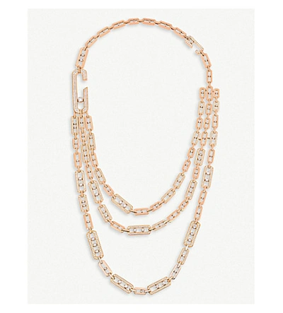 Shop Messika Move Addiction 18ct Pink-gold Diamond Necklace In Pink Gold
