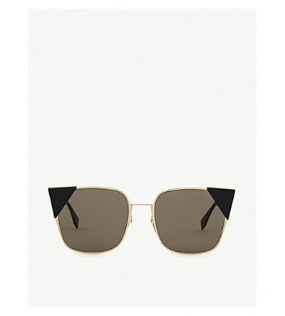 Shop Fendi Lei Rose Gold Cat-eye Sunglasses