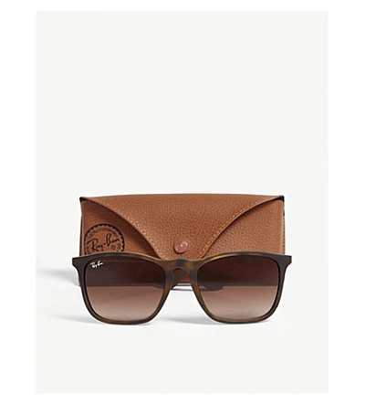 Shop Ray Ban Chris Rb4187 Square-frame Rubber Sunglasses In Havana