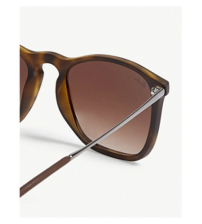 Shop Ray Ban Chris Rb4187 Square-frame Rubber Sunglasses In Havana