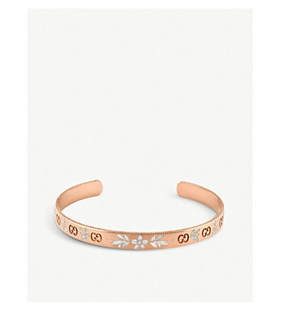 Shop Gucci Icon Blossom 18ct Rose Gold Bracelet In White