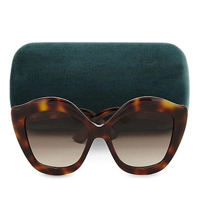 Shop Gucci Women's Brown Havana Print Modern G0117s Cat-eye Frame Sunglasses