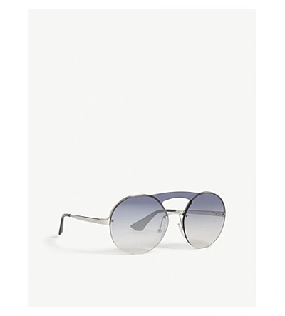 Shop Prada Pr65ts Round-frame Sunglasses In Silver