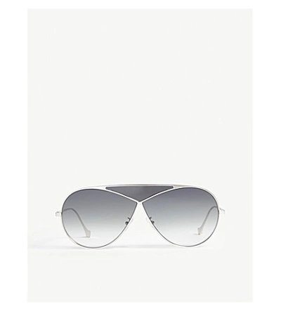 Shop Loewe Lw40010u Puzzle Pilot-frame Sunglasses In Silver