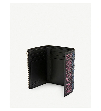 Shop Loewe Anagram Small Vertical Leather Wallet In Black/multicolor