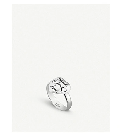 Shop Gucci Blind For Love Heart Shape Sterling Silver Ring