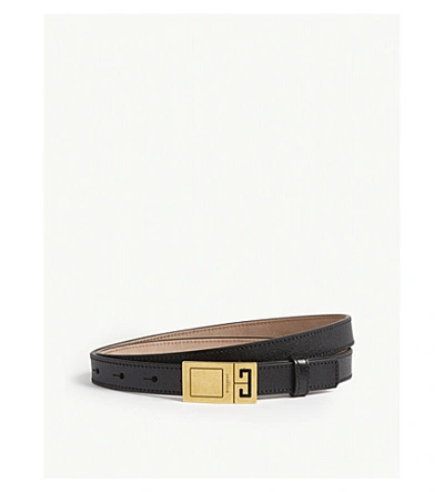 Shop Givenchy Logo Skinny Leather Belt In Black