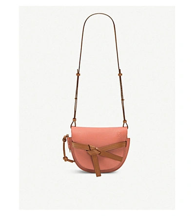 Shop Loewe Gate Small Leather Shoulder Bag In Pink Tulip/tan