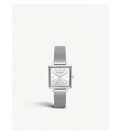 Shop Armani Exchange Ax5800 Lola Square Stainless Steel Watch In Silver