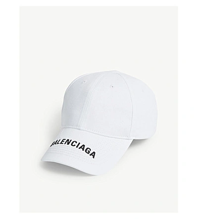 Shop Balenciaga Logo Cap In White/black