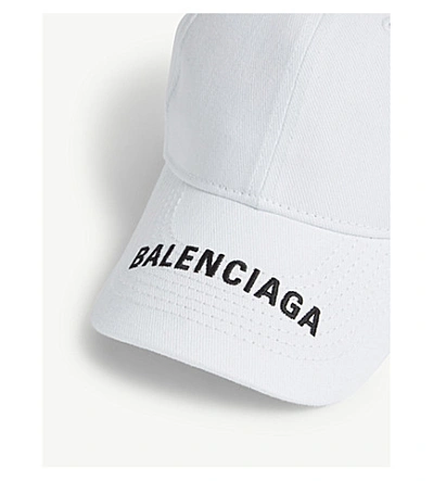 Shop Balenciaga Logo Cap In White/black