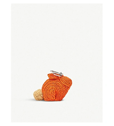 Shop Loewe Bunny Raffia Charm In Orange