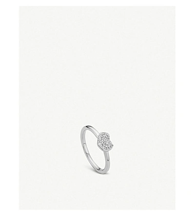 Shop Monica Vinader Nura Mini Heart Sterling Silver And Pavé Diamond Ring