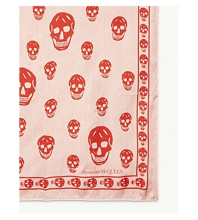 Shop Alexander Mcqueen Classic Skull Scarf In Pink/red