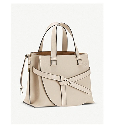 Shop Loewe Gate Top-handle Small Leather Tote Bag In Light Oat