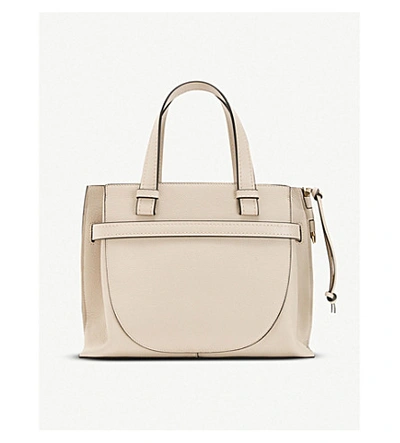 Shop Loewe Gate Top-handle Small Leather Tote Bag In Light Oat