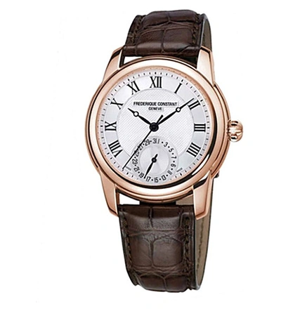 Shop Frederique Constant Fc710mc4h4 Classic Gold-plated And Leather Unisex Watch