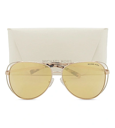 Shop Michael Kors Mk1024 Aviator Sunglasses In Light Yellow