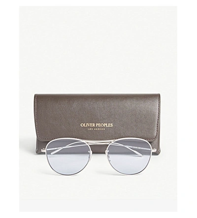 Shop Oliver Peoples Cade Pilot-frame Sunglasses In Silver
