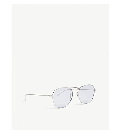 Shop Oliver Peoples Cade Pilot-frame Sunglasses In Silver