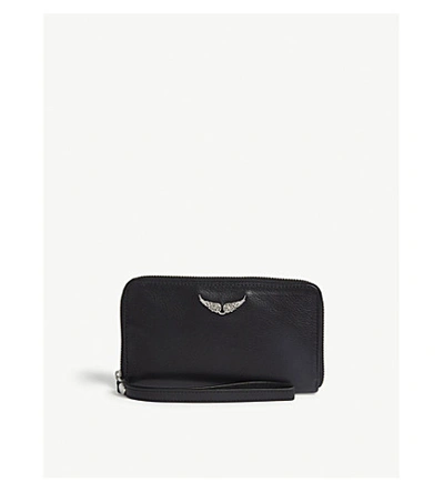 Shop Zadig & Voltaire Leather Iphone Case In Noir