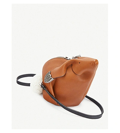 Shop Loewe Bunny Western Mini Leather Shoulder Bag In Walnut