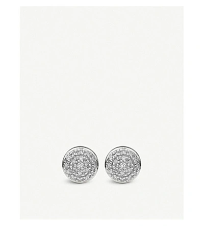 Shop Monica Vinader Fiji Mini Button Silver And Diamond Stud Earrings