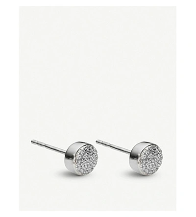 Shop Monica Vinader Fiji Mini Button Silver And Diamond Stud Earrings