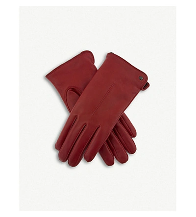 Shop Dents Faux-shearling Leather Gloves In Berry