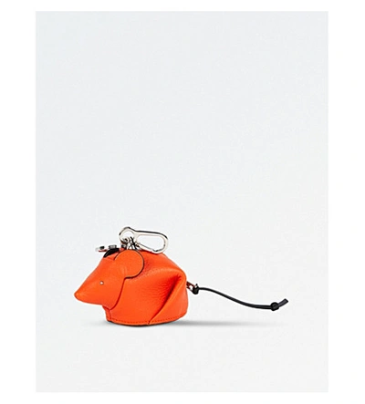 Shop Loewe Mouse Leather Charm In Orange