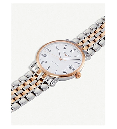 Shop Longines L4.809.5.11.7 Elegant Collection 18ct Rose Gold And Stainless Steel Watch