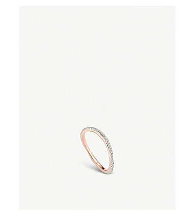 Shop Monica Vinader Riva 18ct Rose-gold Vermeil And Diamond Ring In Rose Gold
