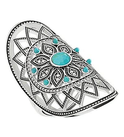 Shop Thomas Sabo Dreamcatcher Sterling Silver Ring In Turquoise
