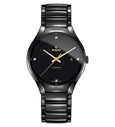 Shop Rado R27056712 True Ceramic And Diamond Watch In Black