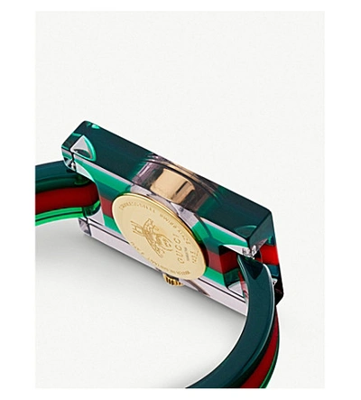 Shop Gucci Ya143503 Fashion Capsule Plexiglas Transparent Watch In Green/red