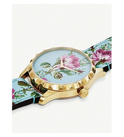 Shop Gucci Ya1264085 G-timeless Yellow-gold Pvd And Leather Watch