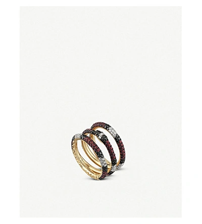 Shop Gucci Ouroboros 18ct Yellow-gold, Red Topaz And Diamond Ring In Yellow Gold