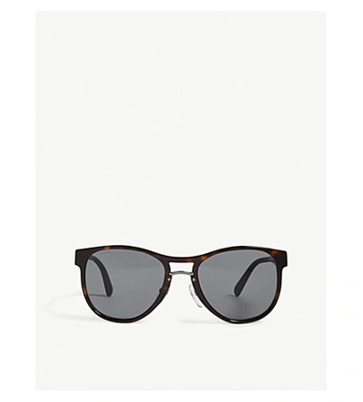 Shop Prada Pr09us Aviator-frame Sunglasses In Havana