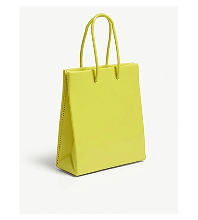 Shop Medea Women's Yellow Small Leather Box Tote Bag