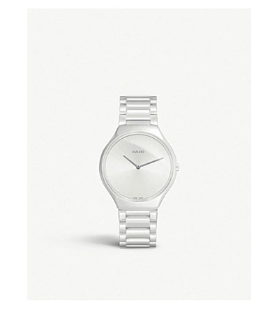 Shop Rado R27957012 True Thinline Ceramic Watch In Silver