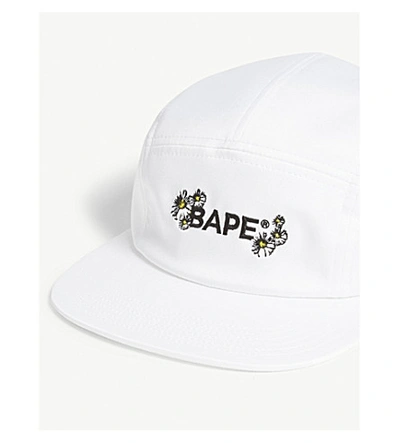 Shop Bape Logo-embroidered Woven Baseball Cap In White