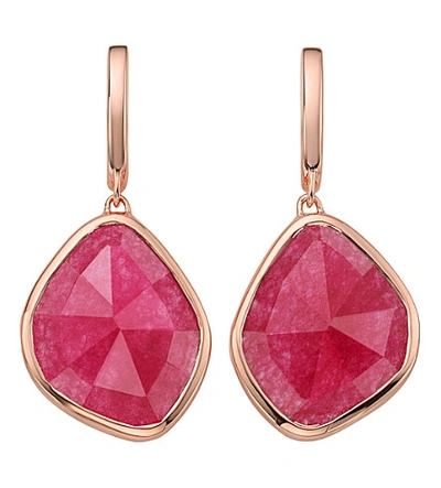 Shop Monica Vinader Siren Large Nugget 18ct Rose Gold-plated And Pink Quartz Earrings