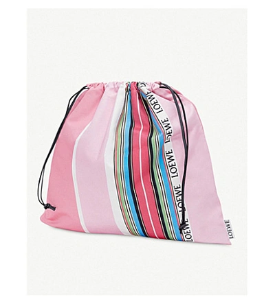 Shop Loewe Large Drawstring Pouch Stripes In Pink/multicolor