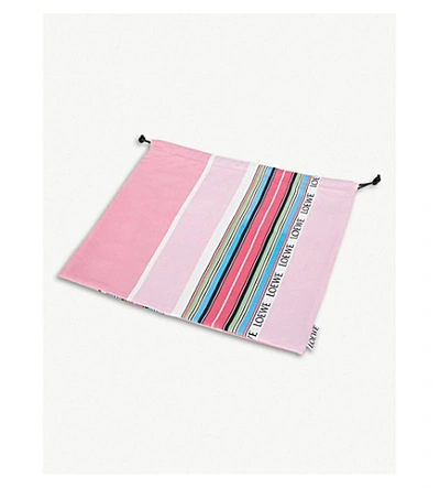 Shop Loewe Large Drawstring Pouch Stripes In Pink/multicolor