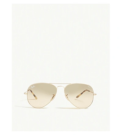 Shop Ray Ban Ray-ban Women's Gold Rb3689 Aviator Sunglasses