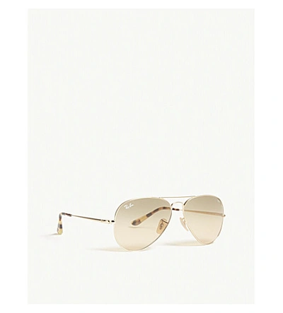 Shop Ray Ban Ray-ban Women's Gold Rb3689 Aviator Sunglasses