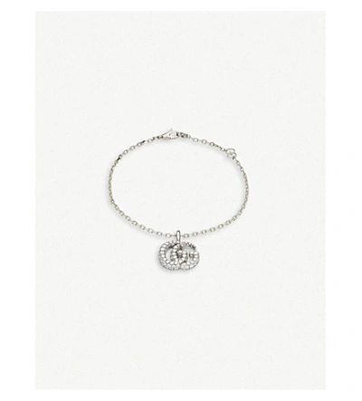 Shop Gucci Gg Running 18ct White-gold And Diamond Bracelet In White Gold