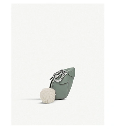 Shop Loewe Bunny Leather Charm In Vetiver