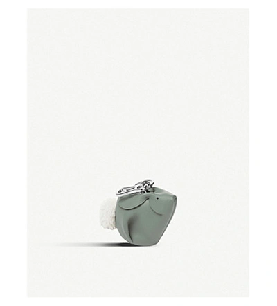Shop Loewe Bunny Leather Charm In Vetiver